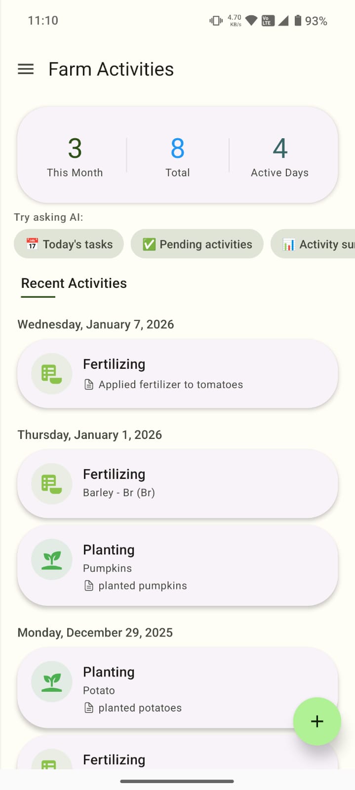 Farm Activity Log